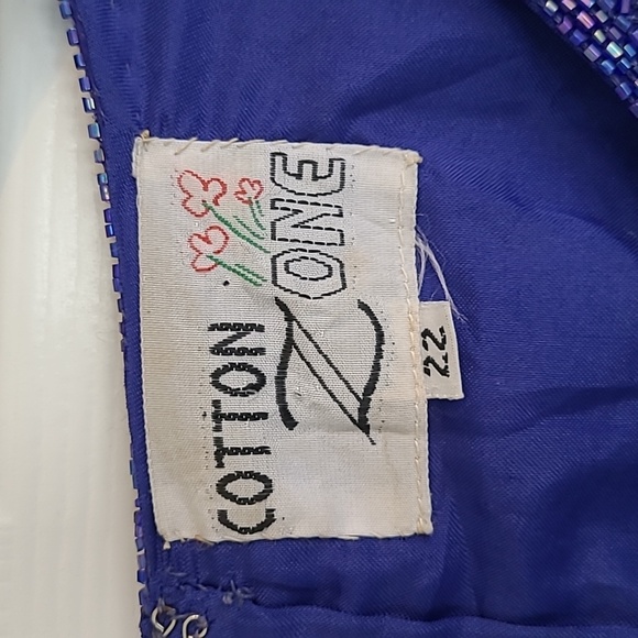 Vintage Western Bib Pearl Fringe & Silver Sequin Moon Silk Shift Dress XL - Picture 3 of 16